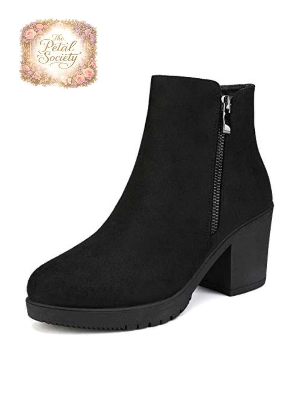 Women's Chunky Block Heel Ankle Booties Pointed Toe Side Zip Boots